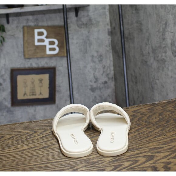 Coach Womens Quilted Slide Holly Sandal CR047 Chalk Off White 5.5B - Picture 4 of 10